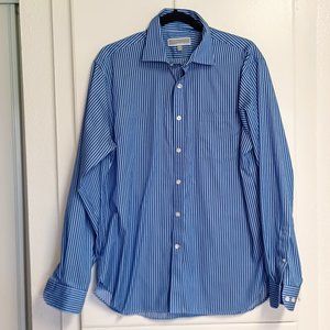 Michael Kors Men’s Button Down Shirt Striped Light and Dark Blue